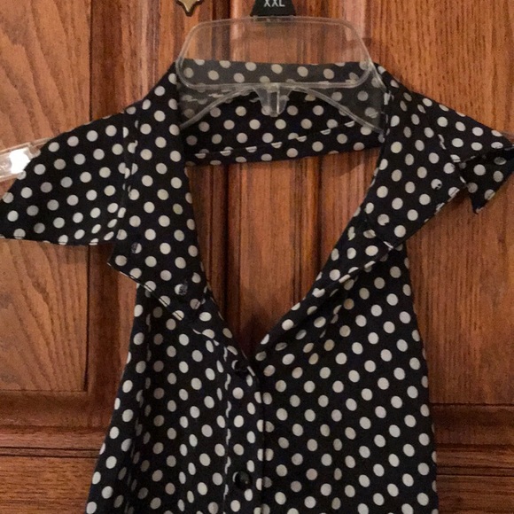 Bebe Black And White Polka Dot Backless Collared - Picture 3 of 3